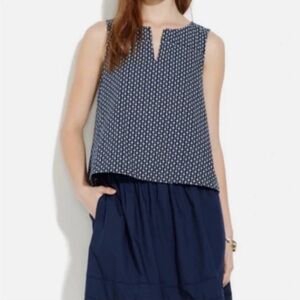 Madewell Dark Blue Patterned Sleeveless Blouse